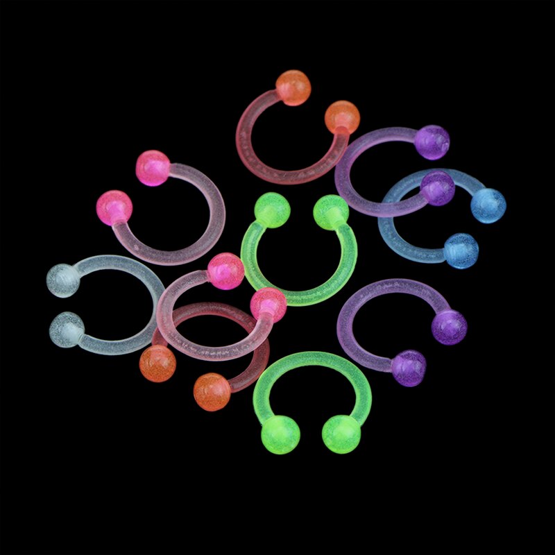10 pièces/20 pièces acrylique barre lumineuse lèvre langue nez Septum oreille anneau goujon corps Piercing bijoux: 10PCS