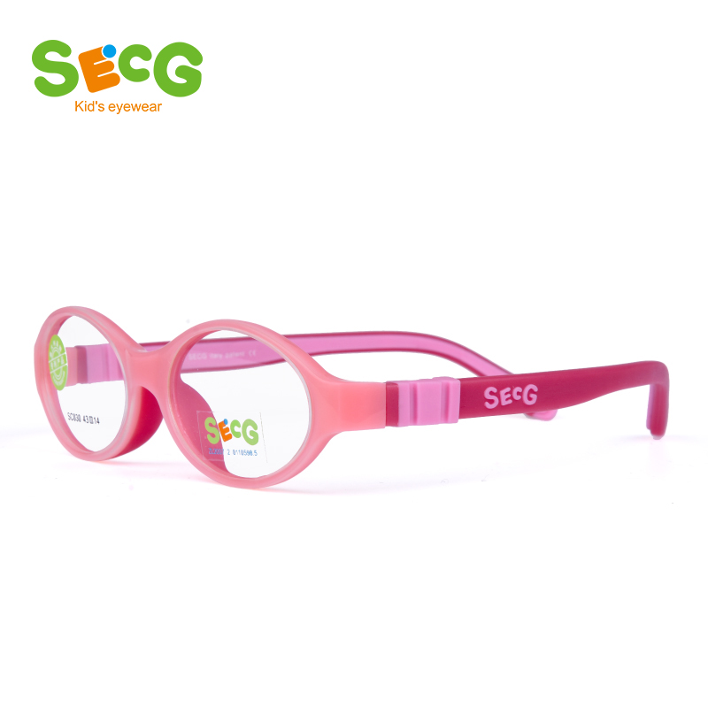 SECG – monture optique Flexible et souple pour enfants, lunettes rondes de myopie pour la vue, en Silicone, sans vis: C55