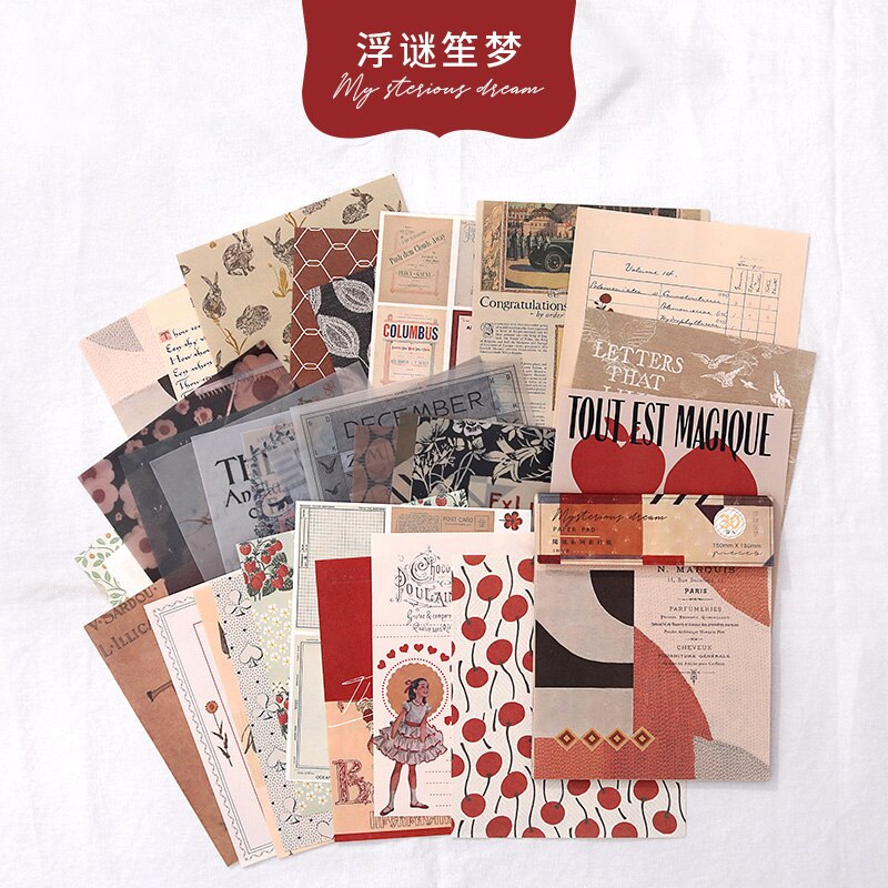 Papel de fondo para manualidades, 30 Uds. De animales del bosque, mezcla de Material, papel, planificador, álbum de recortes, Vintage, decorativo: B