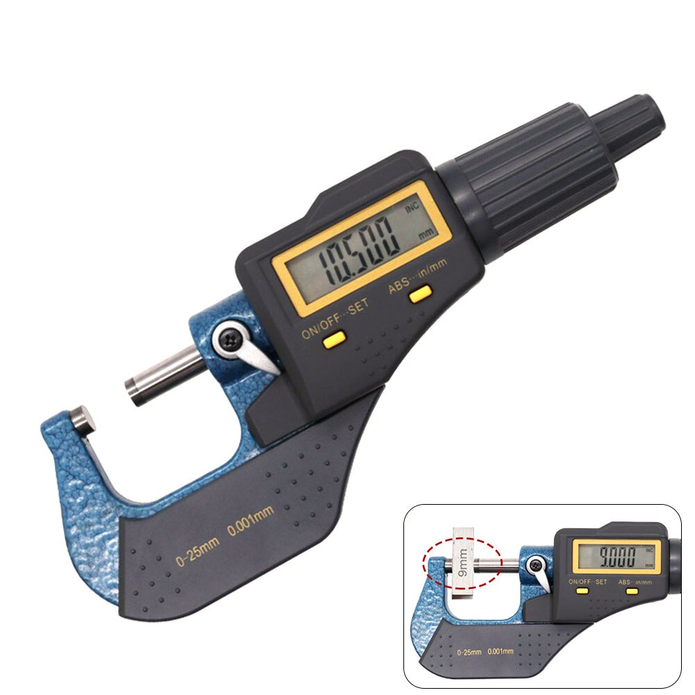 Adjustable Outer Diameter 0-25mm Spiral Caliper High Chrome Plated Digital Micrometer Outside Measure Tools Easy Use
