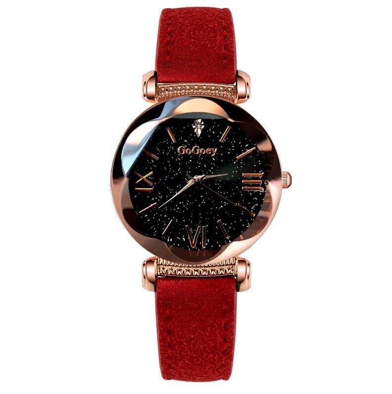 Gogoey Vrouwen Horloges Luxe Dames Horloge Sterrenhemel Horloges Voor Vrouwen Bayan Kol Saati Diamond Reloj Mujer: red