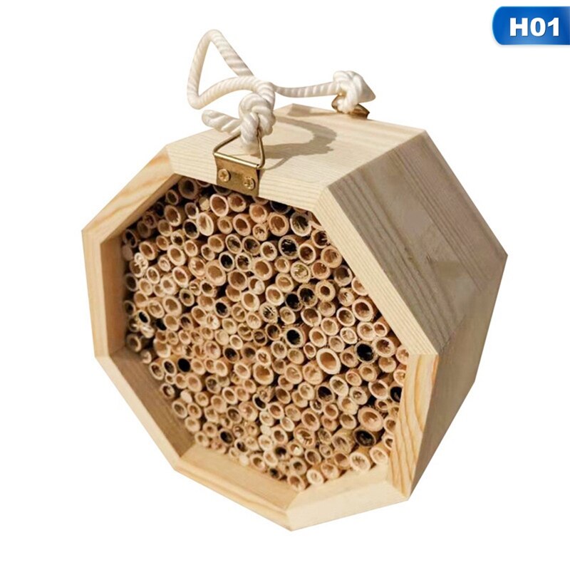 1 stuk houten insectenbijenhuis, insectenkamer, hotelschuilplaats, tuindecoratie, nestkast, bijenhuis, imkervoederhuis, bijenkast: Default Title