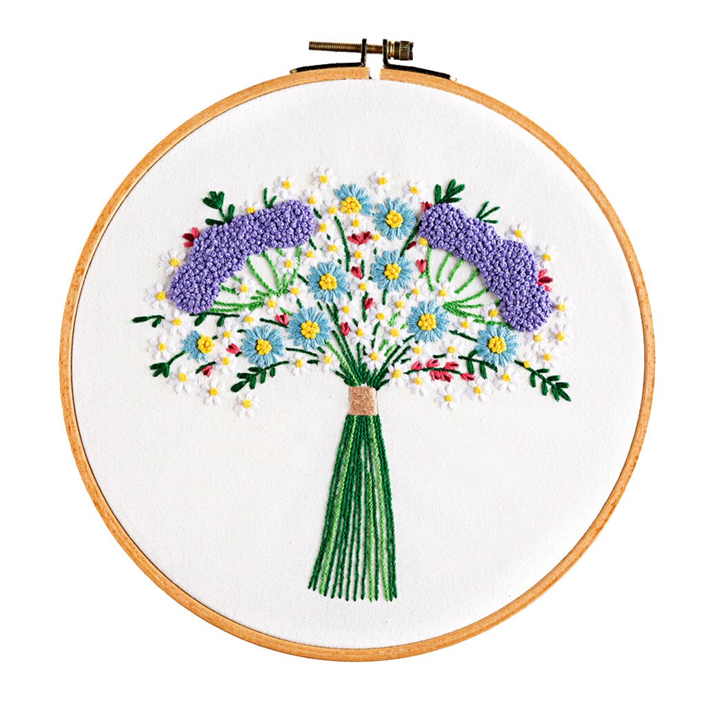 Embroidery Kit Cross Stitching Set Pre-printed Flower Patterns for Beginners