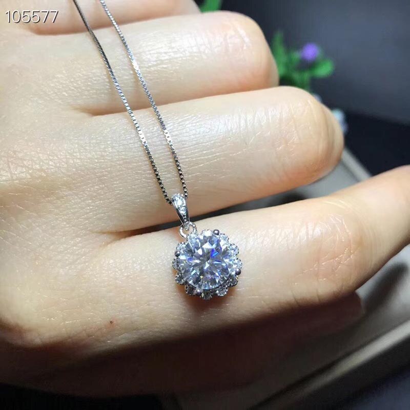 Meibapj Top Moissanite Diamond Bloem Hanger Ketting Voor Vrouwen Echt 925 Massief Zilveren Fijne Sieraden