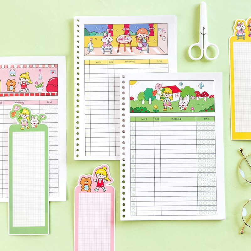 Yisuremia Kawaii B5 Losbladige Hervulbare Woordenschat Woord Boek Engels Geheugen Studie Notebook School Briefpapier