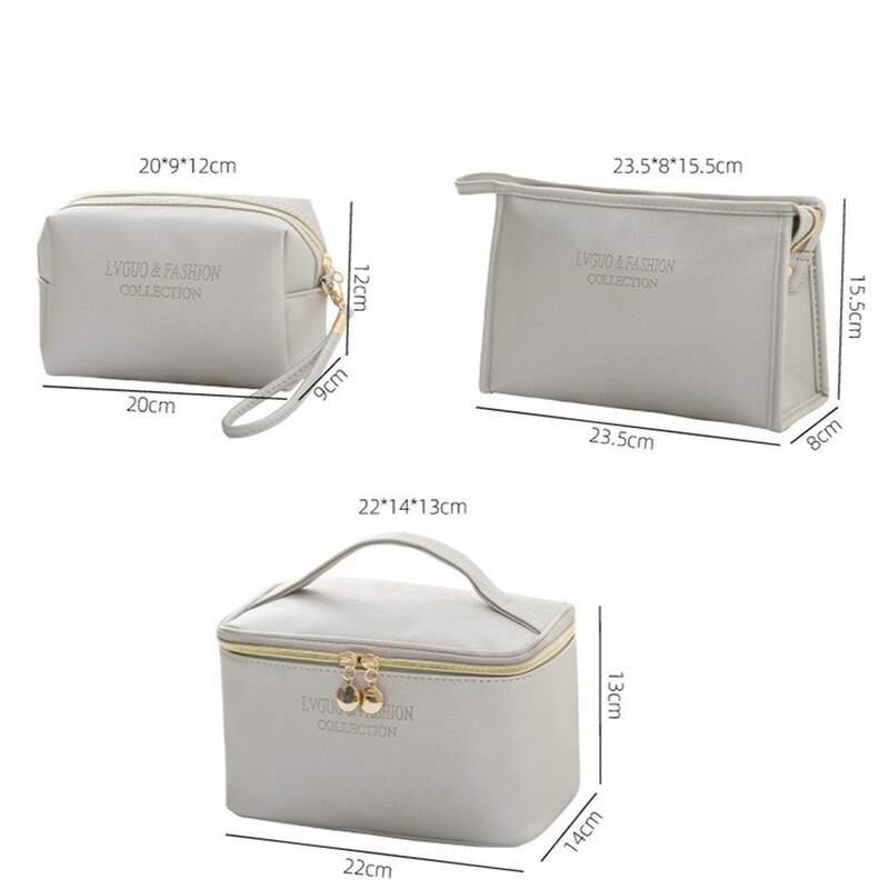 Neceser grande de piel sintética para mujer, bolsa de maquillaje impermeable con cremallera, neceser de viaje, organizador de maquillaje, estuche de belleza, 1 ud.