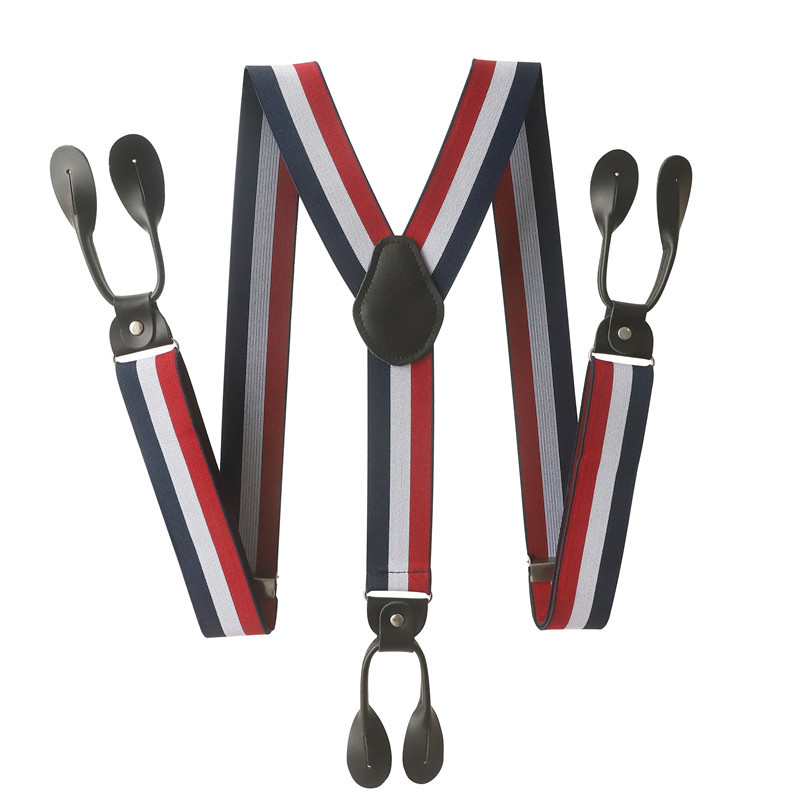 Bretelle Vintage ▾ da uomo di larghezza 3,5 cm con estremità a bottone in pelle PU nera rifinita con retrò a Y, bretelle elastiche regolabili per pantaloni, cintura