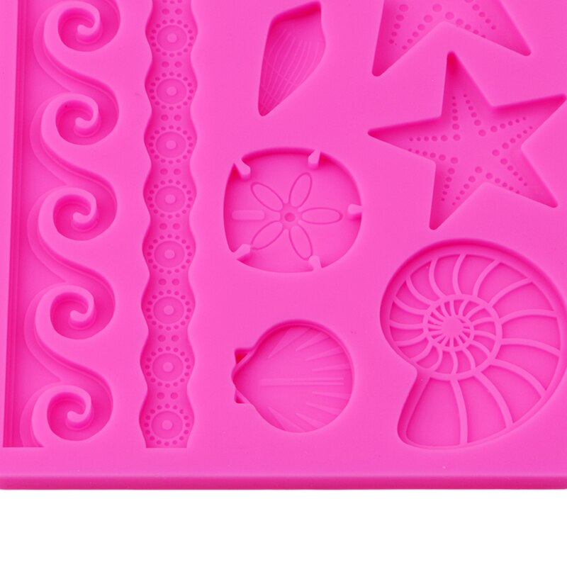 Underwater World Conch Shell Form Silicone Mould DIY Wave Star Fondant Cake Decoration Tools Embossing Mold Kitchen Baking Tool
