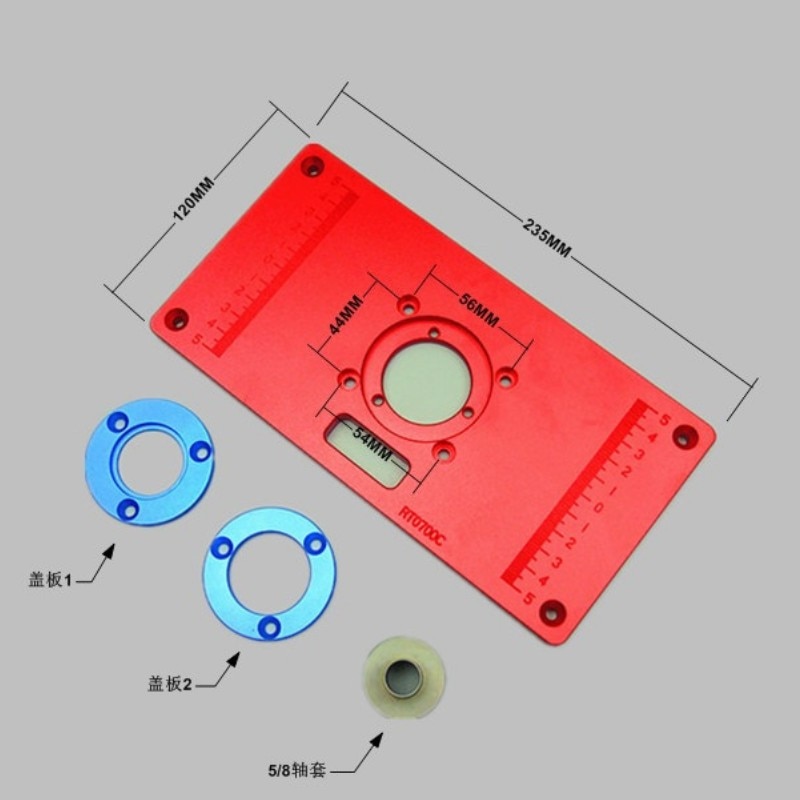 Aluminum Router Table Insert Plate w/ 2 Router Insert Rings For Woodworking Benches Router RT0700C red