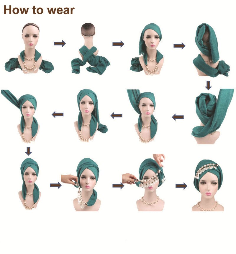 femmes multi-style bijoux collier perles écharpe Hijabs chapeau Voile dame intérieure Hijabs Turban casquette tête musulmane foulards Hijab