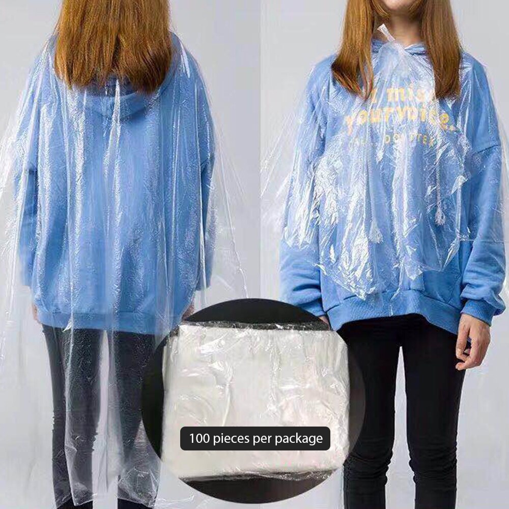 50/100 Pcs Disposable Hairdressing Capes PE Waterproof Apron Cutting Perm Dye Hair Cape Barber Transparent Hairdressing Cloth