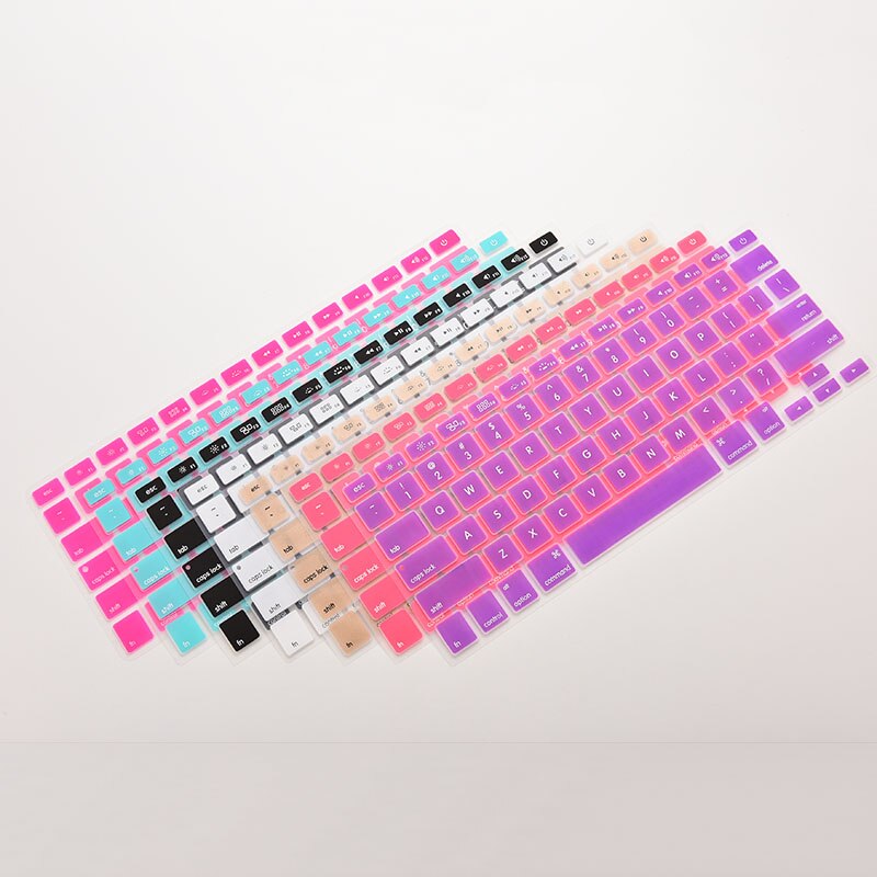 Funda de silicona con teclado para Apple Macbook Pro, MAC 13, 15 y 17, 7 colores,