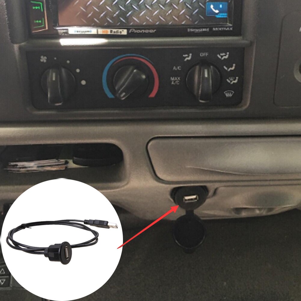 USB2.0 Flush Mount Cable 1M/2M Double/Single USB Port Extension Flush Dashboard Panel Mount Cable for Car Boat Motorcycle