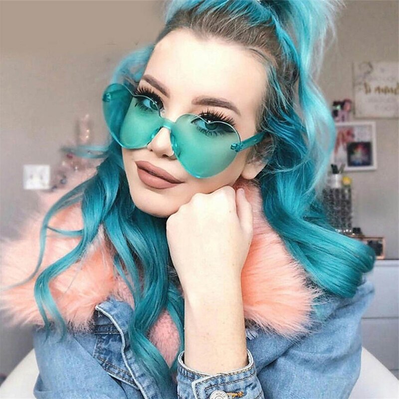 Hartvormige zonnebrillen dames heren merk randloze golfbrillen luxe trendy smalle zonnebrillen streetwear