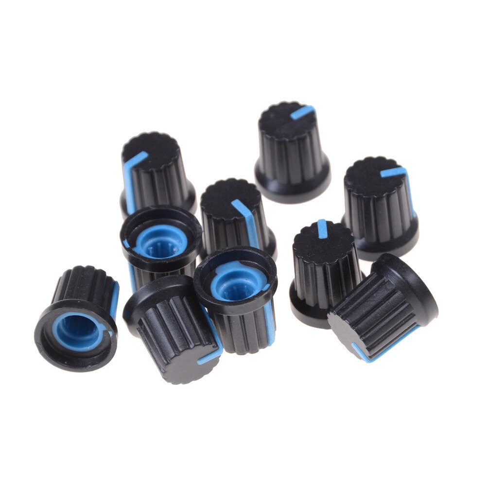 10Pcs Potentiometer Switch Knob Cap Hole Dia 6mm Volume Control Rotary Knob Cap: BL