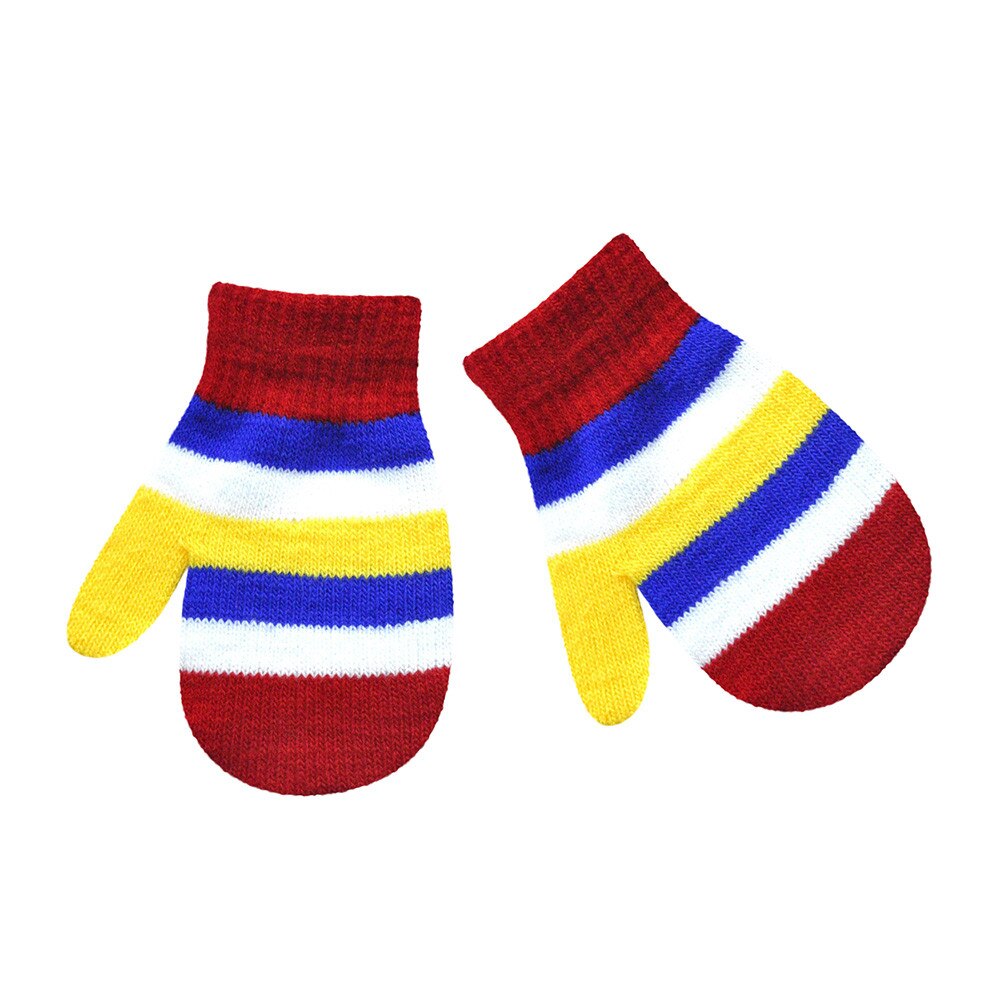 Infant Baby Cute Multicolor Print Girls Boys Of Winter Warm Gloves: Red