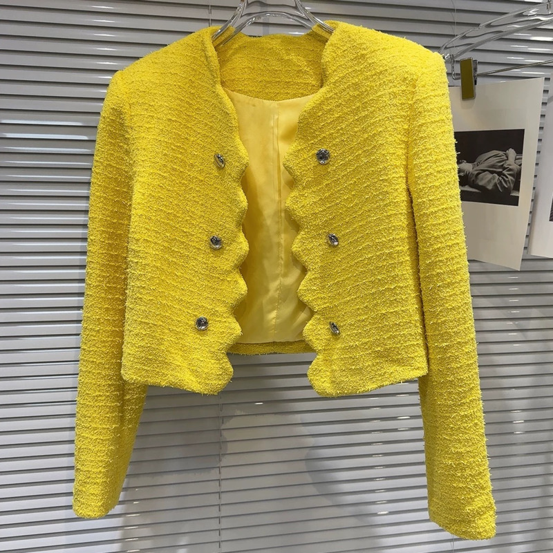 2024 Dames Korte Jassen Voor Vrouwen Casual Tweed Jassen Elegante Mode Wollen Bovenkleding Chaquetas Casaco Abrigos De Mujer