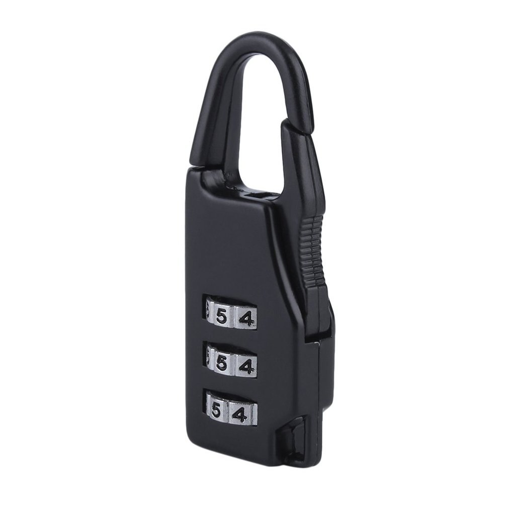 Seguridad 3 combinación de viaje de aleación de zinc maleta equipaje bolsa joyas cajas herramienta cofres código candado de cremallera: Black