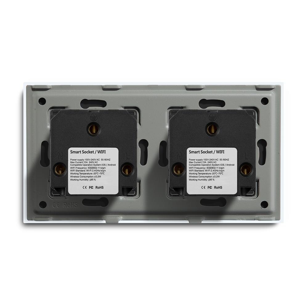 BSEED Multifunction Wifi Socket Wall Socket Smart Outlet Crystal Panel Black White Golden 13A Wall Socket For Smart Home