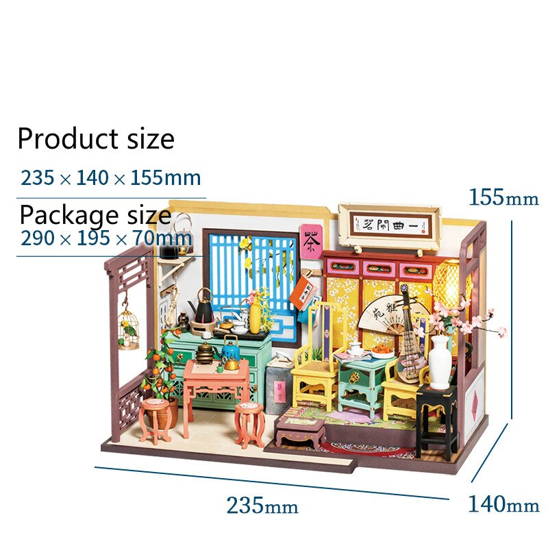 Starożytny, drewniane DIY dom ręcznie montowane chińnarty styl Model budynku cicha sympatia prezent
