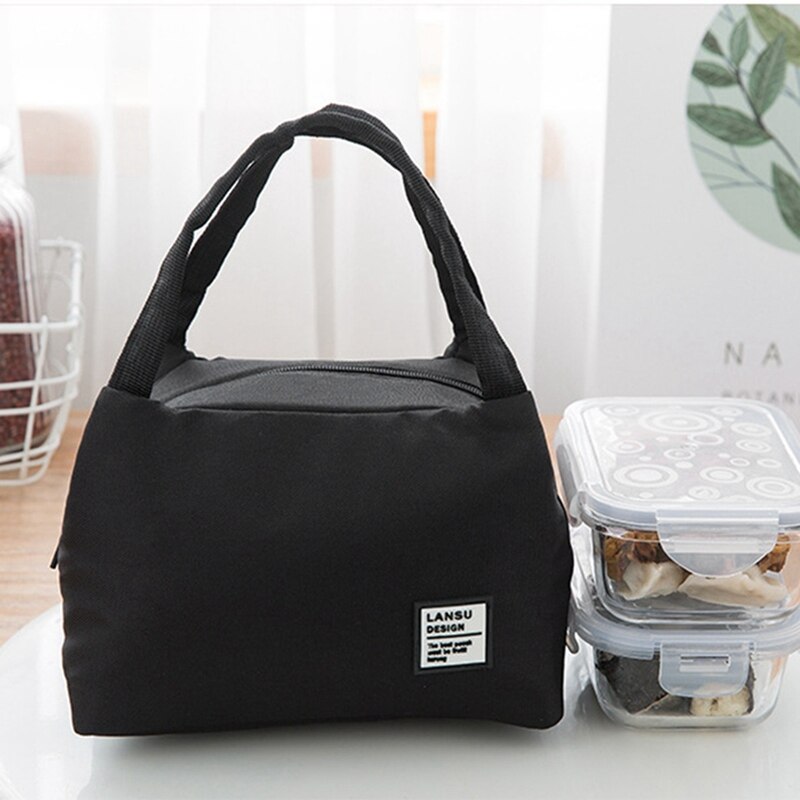 Lunch Bags Portable Lunch Box Large Large Capacity Picnic Bags Insulation Box Solid Color Food Case Food Handbags