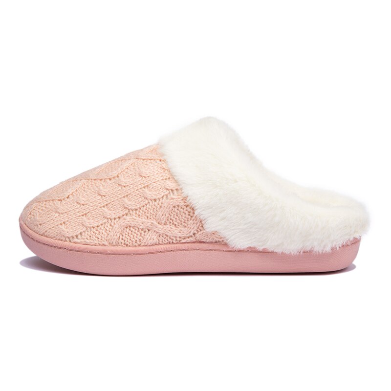 Winter heren pantoffels binnen naaien suède warm thuis zachte pantoffel korte pluche heren casual schoenen antislip liefhebbers pantoffels dames slide: Roze / 37-38