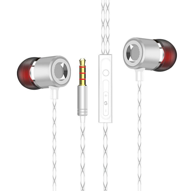 VPB V12 auriculares de Metal bajo micrófono en la oreja de 3,5mm para iphone 6 6s xiaomi para teléfono móvil: Plata