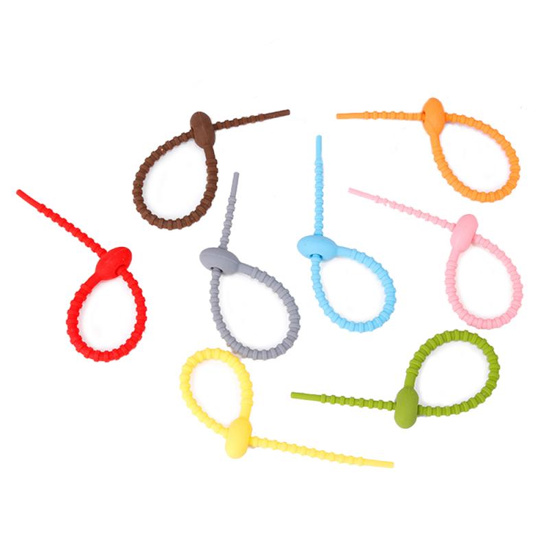 Reusable Silicone Cable Ties Strap Random Colour Cable Management Ties Soft Tape Tidy Organiser Tool Multi-functional Cable Ties: Default Title