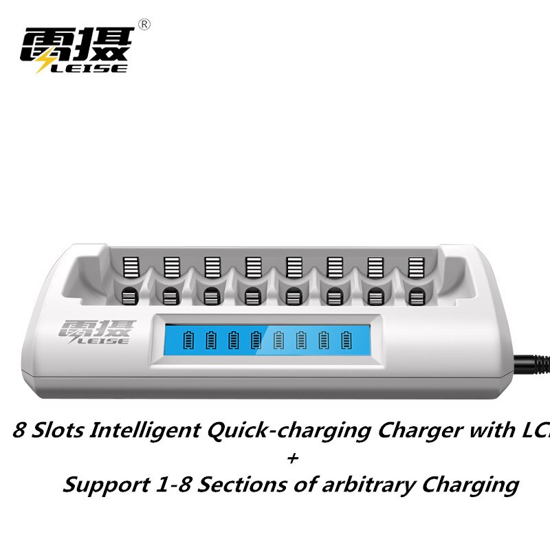 Leise C818 Battery Charger - AA AAA NiMH - 1800-2200mA Output - Intelligent Fast Charging - Global DC 12-18V Input: White / US
