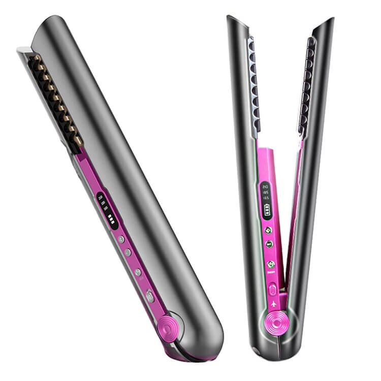 Mini 2 IN 1 Flat Iron USB 4800mah Wireless Hair Straightener with Charging Base Portable Cordless Curler Dry and Wet Use: Default Title
