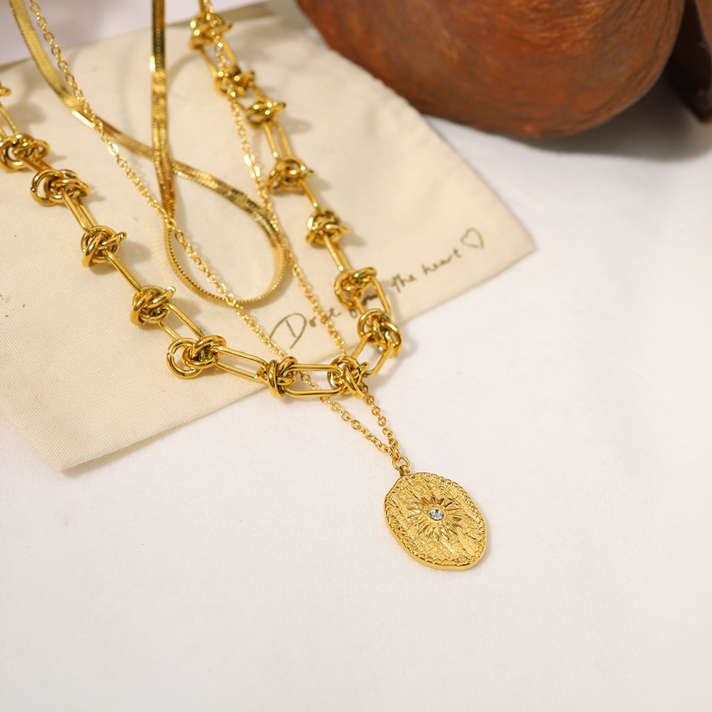 WILD & FREE Collar de acero inoxidable chapado en oro de 18k mujer cadena gruesa accesorios impermeables de joyería de punk