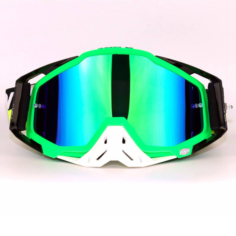 Top Grade Hundred Percent Off-road Goggles Riding Eye-protection Goggles Off-road Helmet Goggles Motorcycle Traffic Jam Goggles: Green Frame Plated Green