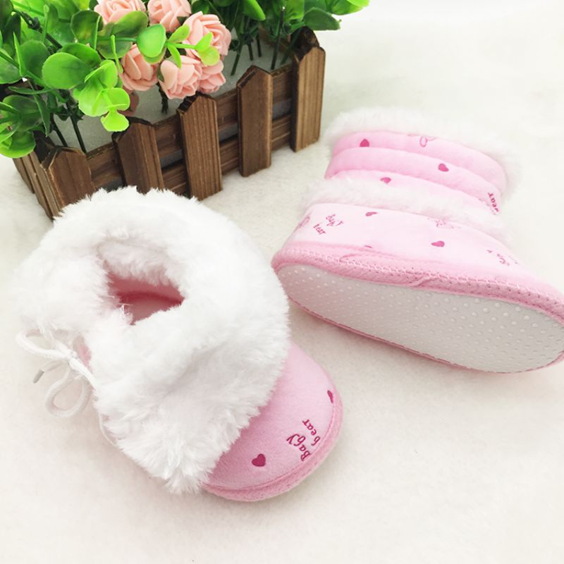 Baby 0-18 Months Prewalker Girls Winter Snow Boots Infant Solid Lace Up Shoes First Walker