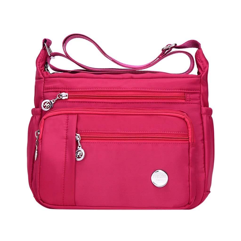 Women Zipper Waterproof Nylon Messenger Bag Shoulder Bags Messenger Single Shoulder Crossbody Bag Waterproof Bags #g2: Pink  / S