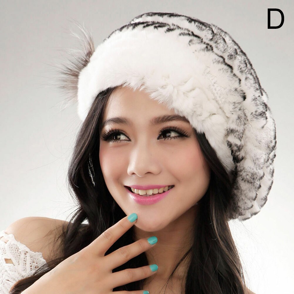Newly Winter Beret Faux Fur Hat Women Soft Warm Caps Knitted Accessory Comfortable Outdoor: D