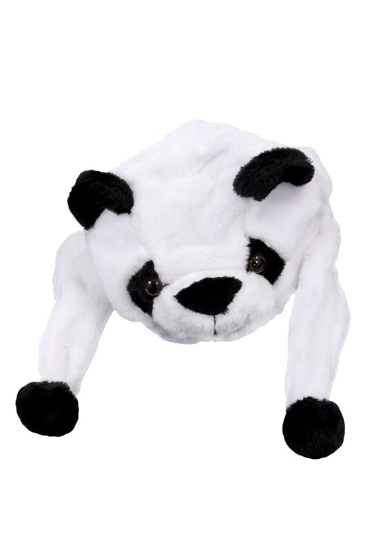 Dyrelue til barn med skjerf fuskepels vinterlue for barn kul - panda