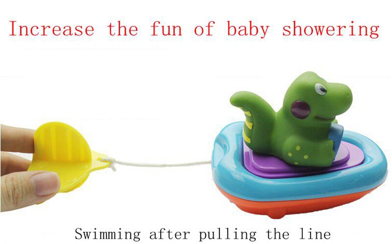 Top Pull line boat bath toy baby backguy Play in water clockwork baby toy swim water toys children Wound-up Doll