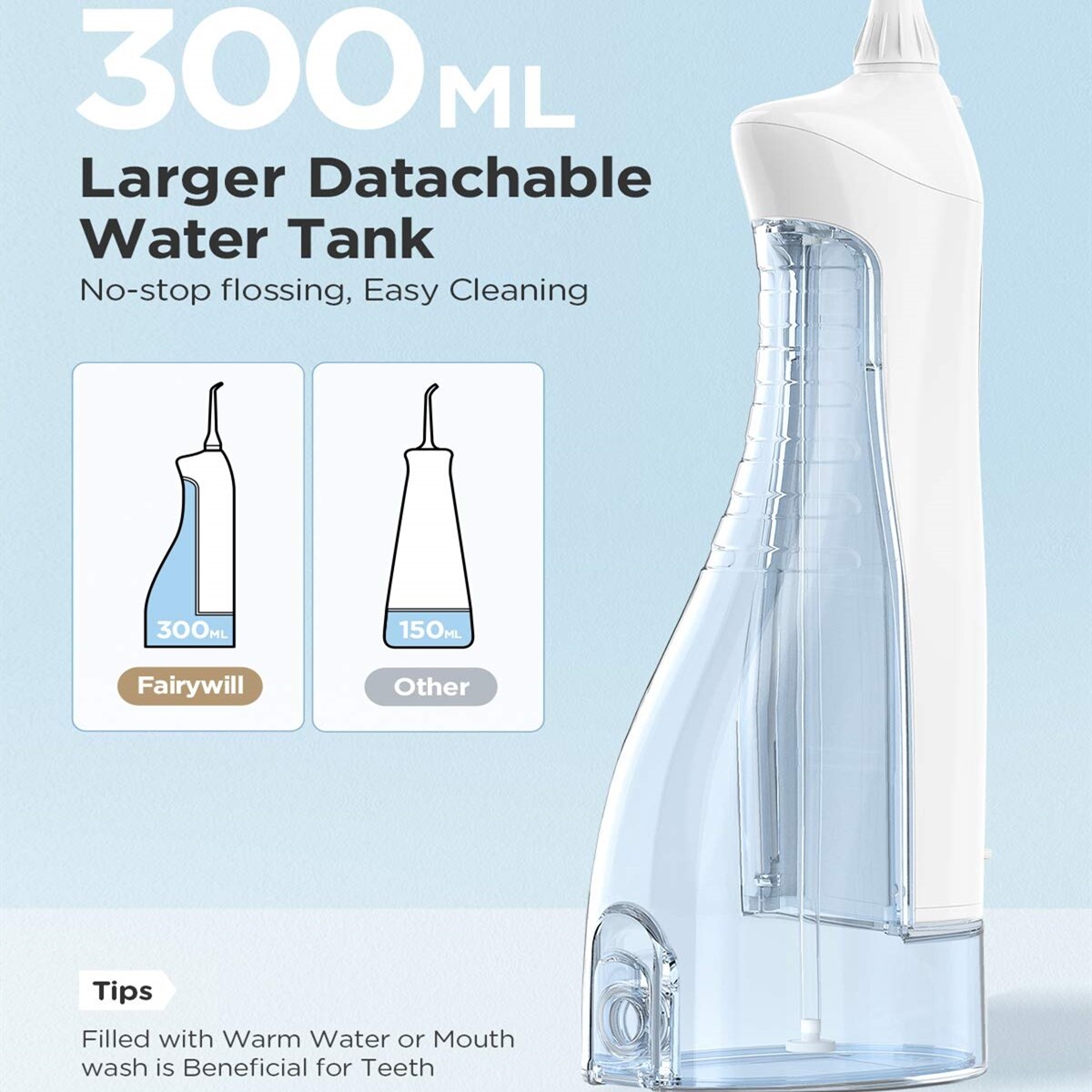 Fairywill Elektrische Schall- Zahnbürste &Ampere; Wasser Flosser USB Ladung Wasserdichte 5 Modi 3 Pinsel Köpfe Zahnbürsten Zähne Reiniger
