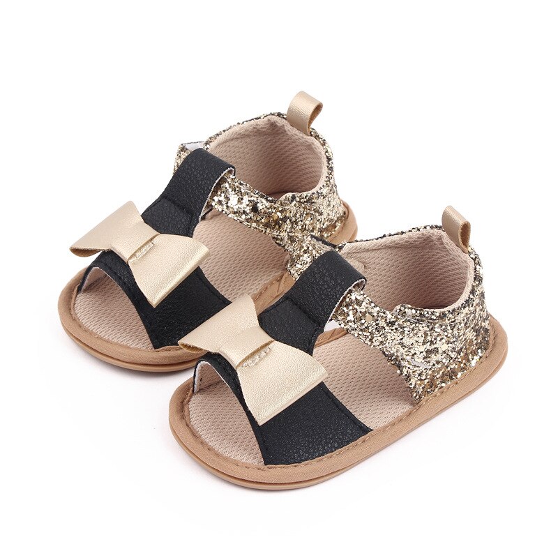 Neugeborenen Baby Mädchen Sommer Schuhe Sandalen Erste Wanderer Neugeborenen Schuhe Gummi Sohle Sandalen Kleinkind Schuhe: Schwarz / 13-18 Monate