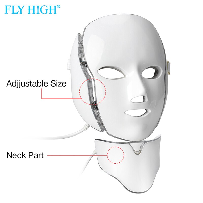 Mascarilla Facial Led de 7 colores para terapia de fotones, máquina de terapia de luz para terapia de acné, máscara de belleza para el cuello