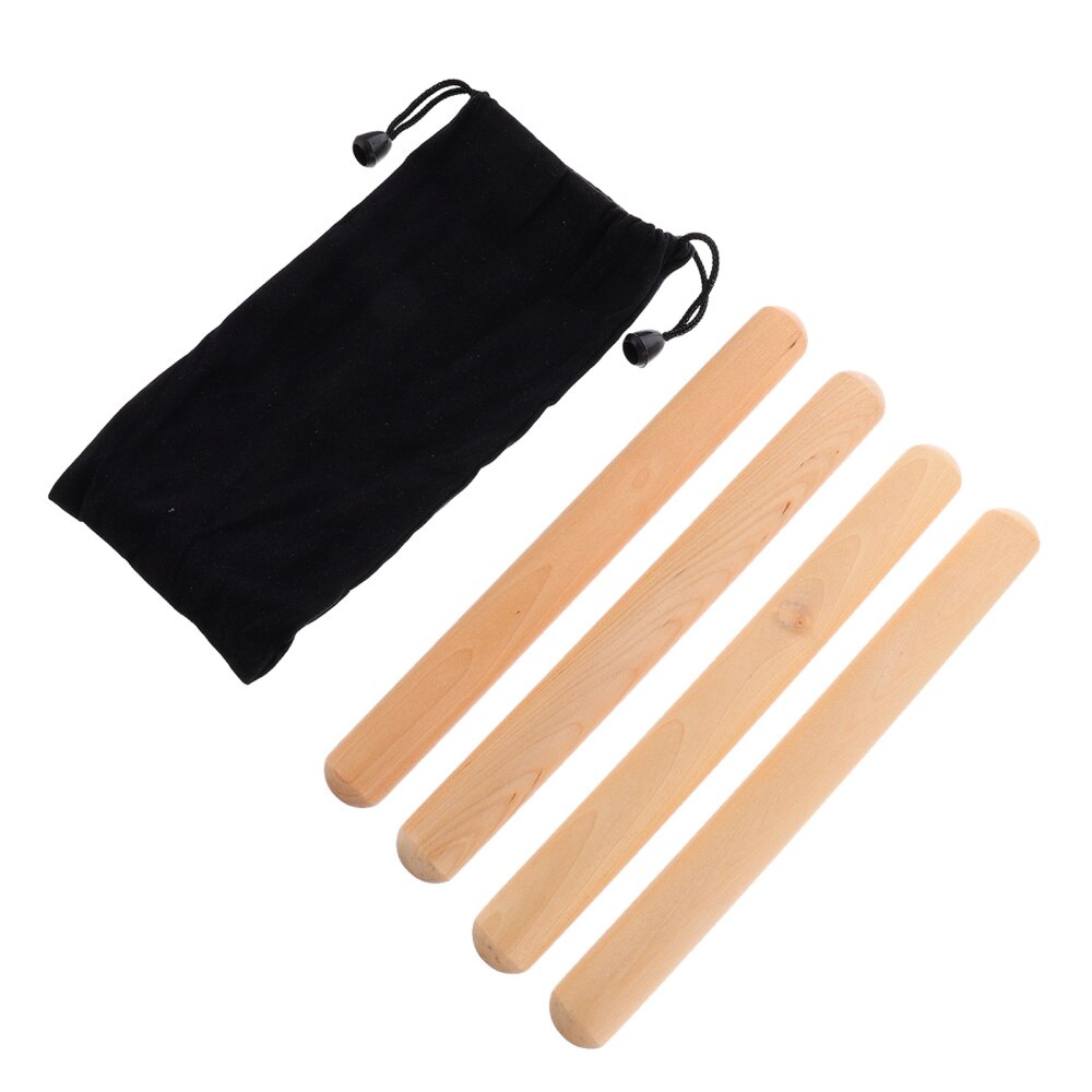2 Pairs Wood Clave Beginner Percussion Instrument Rhythm Stick with Carry Bag