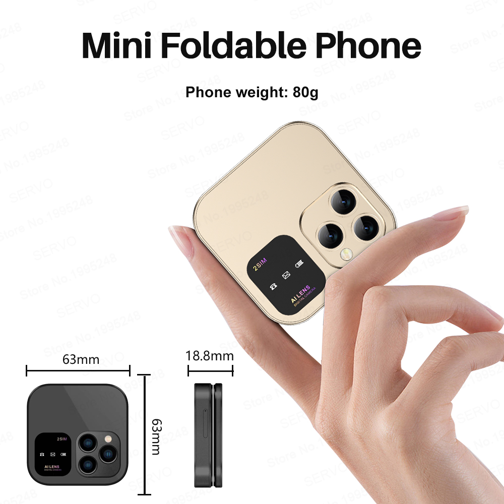 SERVO 2024 Neues Mini-kippen-praktisch FM-Radio Magie Stimme schwarze Liste Geschwindigkeit wählen Vibration 2 SIM-Karte Kleines Anzeige faltbares Telefon