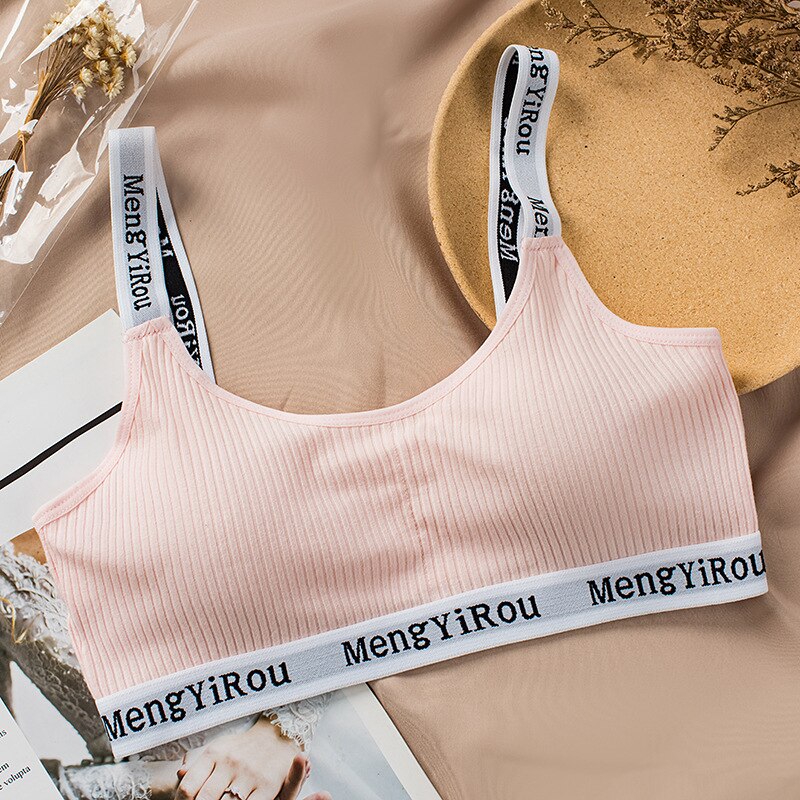 Sujetador sin costuras de copa completa para mujer, Bralette transpirable con letras de alambre, Top de tubo, Bralette de hilo, 2022: Pink
