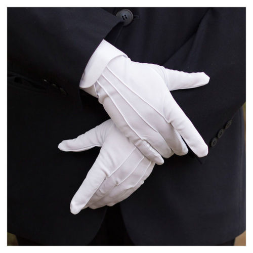 Lokale Voorraad 1 Paar Mannen &/39; S Witte Smoking Handschoenen Formele Uniform Guard Band Butler Handschoenen