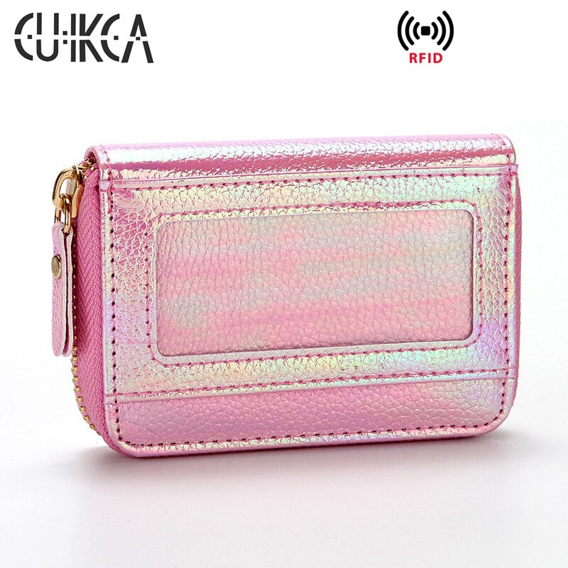 CUIKCA Multi-Card Bag RFID Wallet Card Holders Slim Women Wallet Purse Flash Sequins PU Leather Wallet ID Credit Card Cases