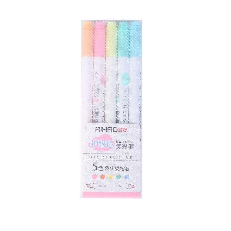Lot de 5 marqueurs promotionnels à double pointe Fine, couleur des yeux, effilés, bonbons colorés, papeterie: Default Title