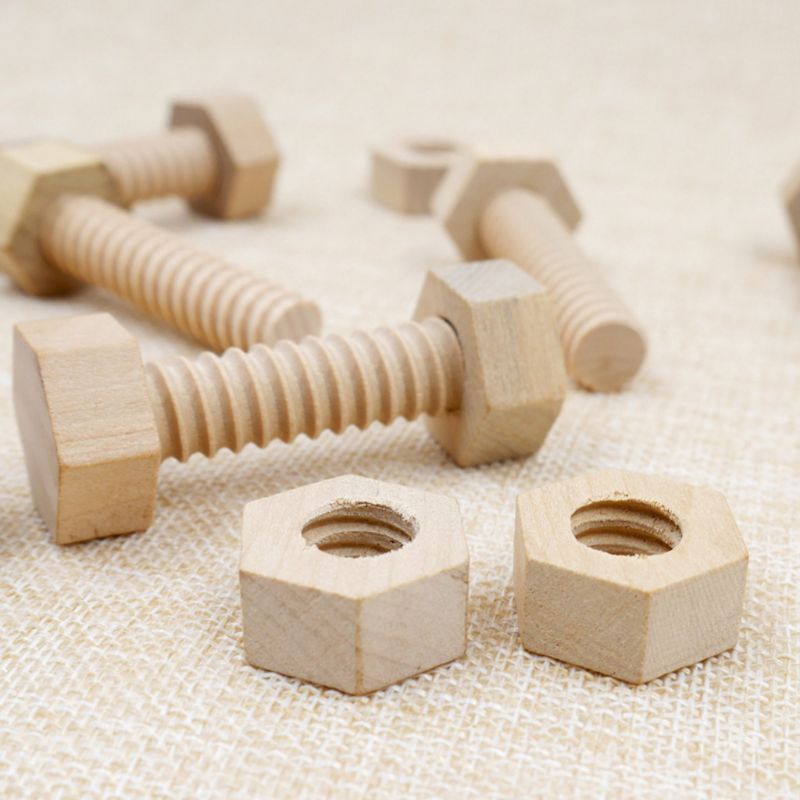 3 Pcs Child Wooden Screw Nut Building Assembling Blocks Hands-on Teaching Aid Early Educational Puzzle Toys