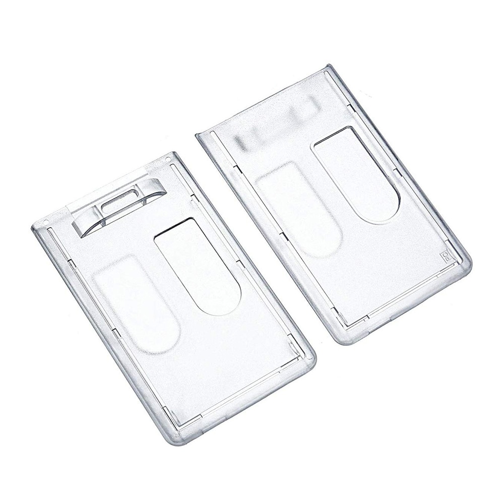 Slim Heavy Duty Frosted Rigid Polycarbonate Plastic ID Badge Holders Vertical / Horizontal Half Card Badge Holder Swipe ID Cards
