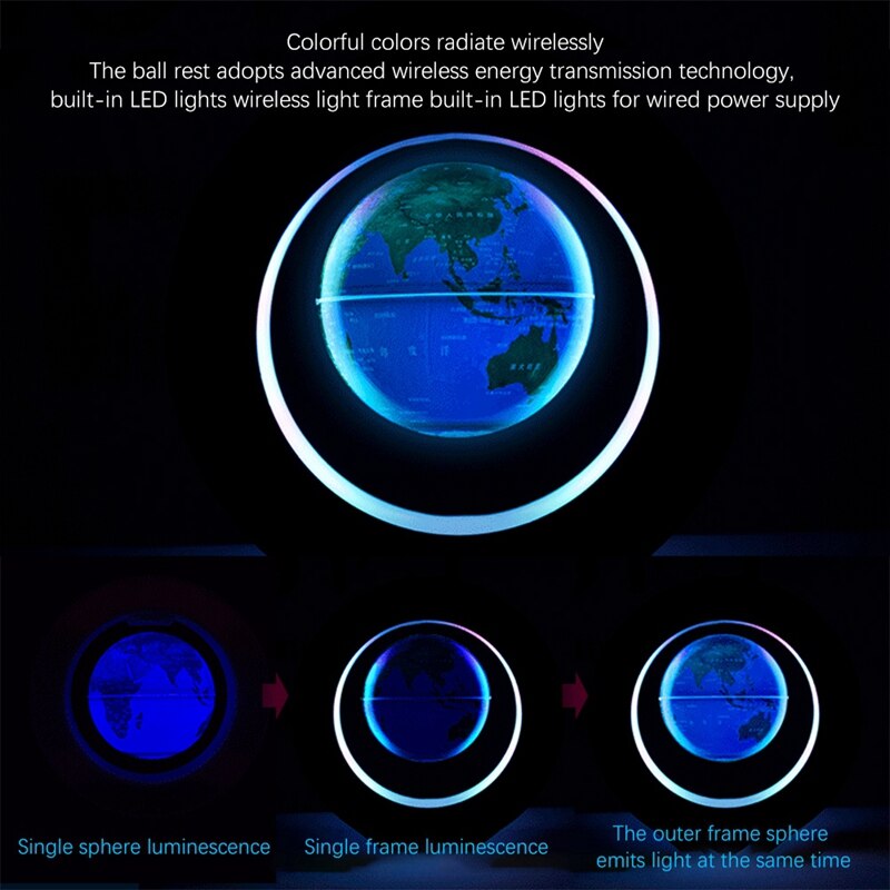Floating Globe World Map Magnetic Levitation Globes O-Frame LED English Globe for Kids US Plug