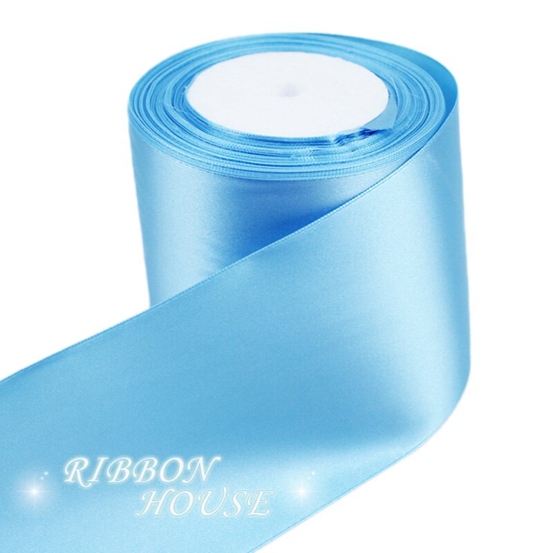 (5 Meter/Roll) 3 "(75Mm) enkel Gezicht Satijnen Lint Singels Decoratie Kerst Linten: LIGHT BLUE